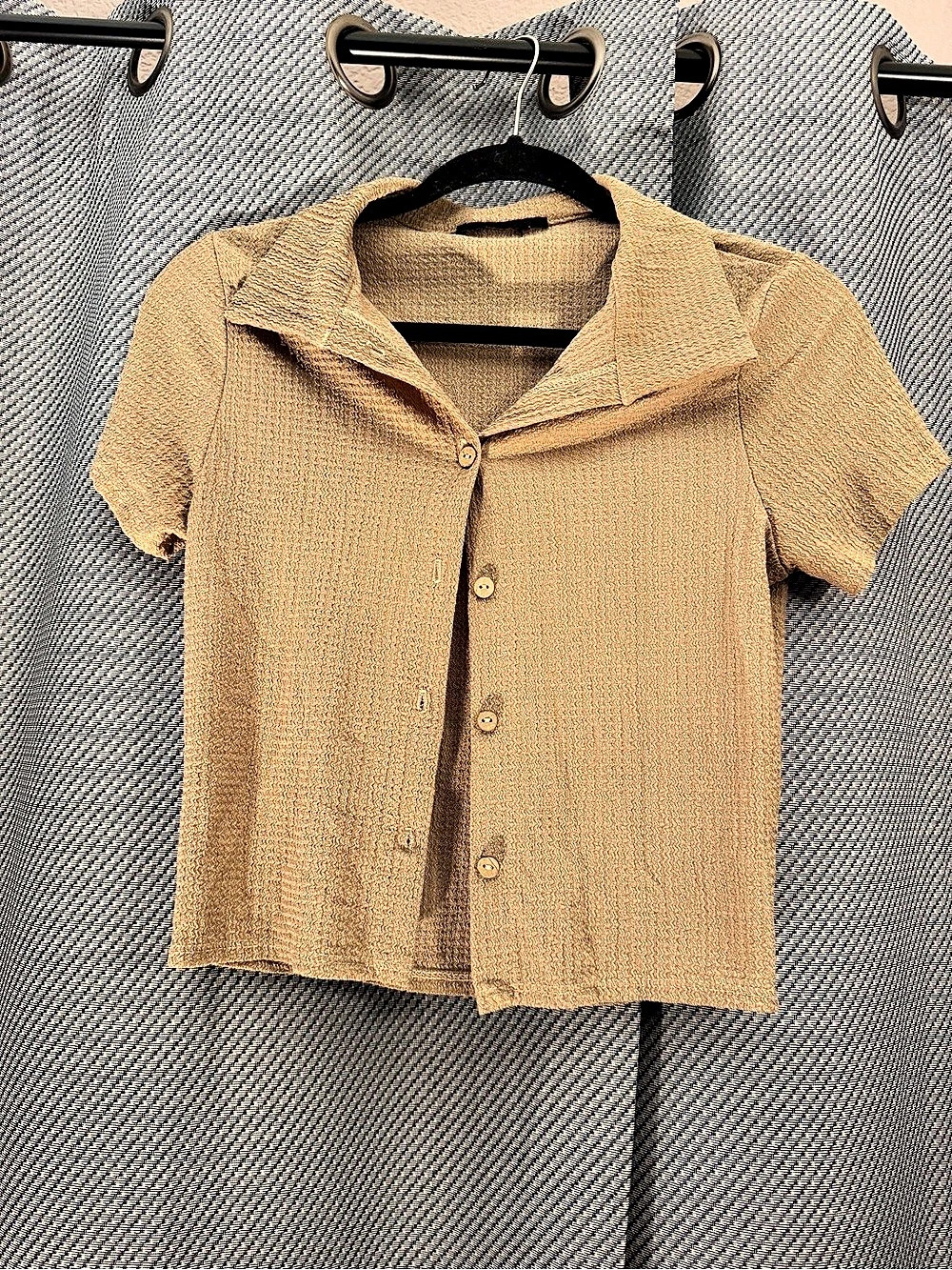 Khaki Button Up Crop Top- S